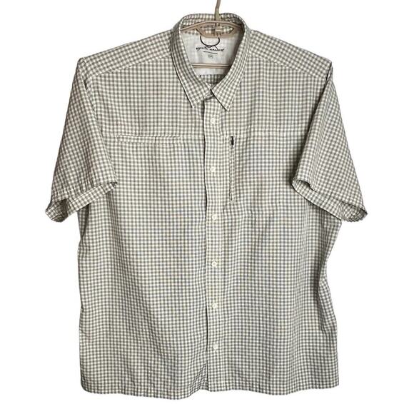 Eddie Bauer Outdoor Shirt Mens Sz XXL Gray Check Mesh Zip Pocket Button Collar - Picture 1 of 11